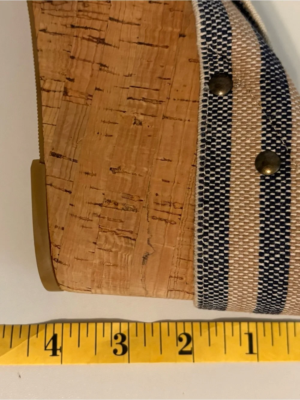 LUCKY BRAND Striped Cork Wedge Slide Sandals - Navy/Tan